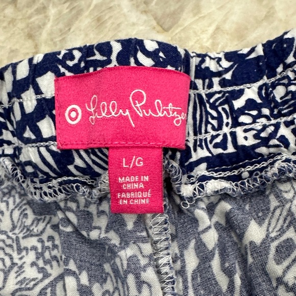 Lilly Pulitzer Navy/White and Pink/Green/Yellow Patterned Shorts Bundle SZ Large - Picture 5 of 7